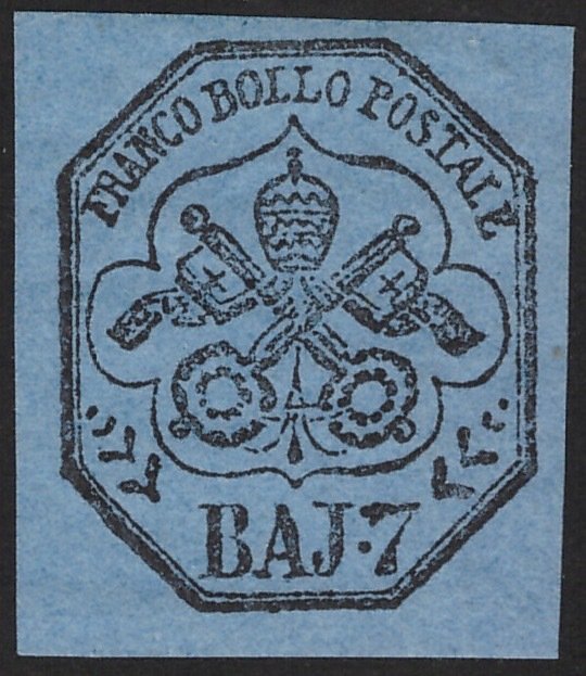 Starożytne państwa włoskie - Państwo papieskie 1852 - 7 nowych bajek bez gumy - Sassone n. 15 #1.1