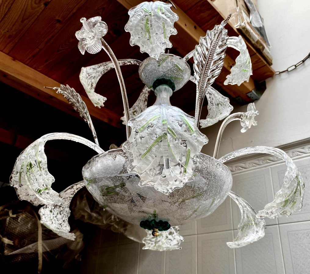 Chandelier - incredible Art Deco Murano glass chandelier by Barovier #3.1