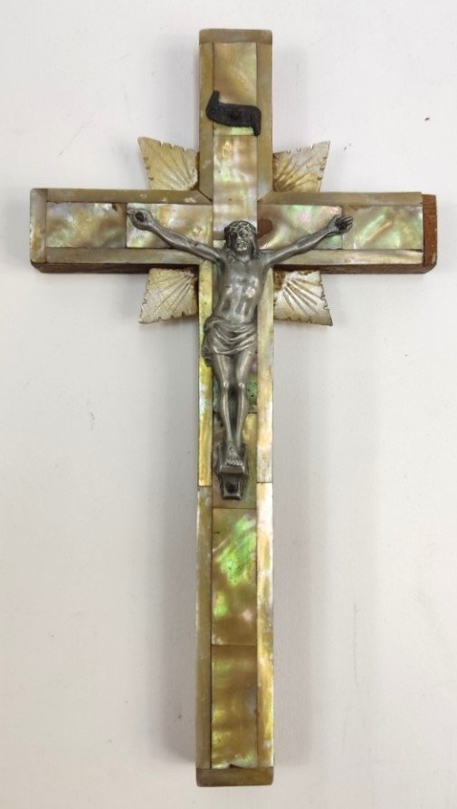  Kruzifix - Holz & Perlmutt - 1850-1900  #2.1