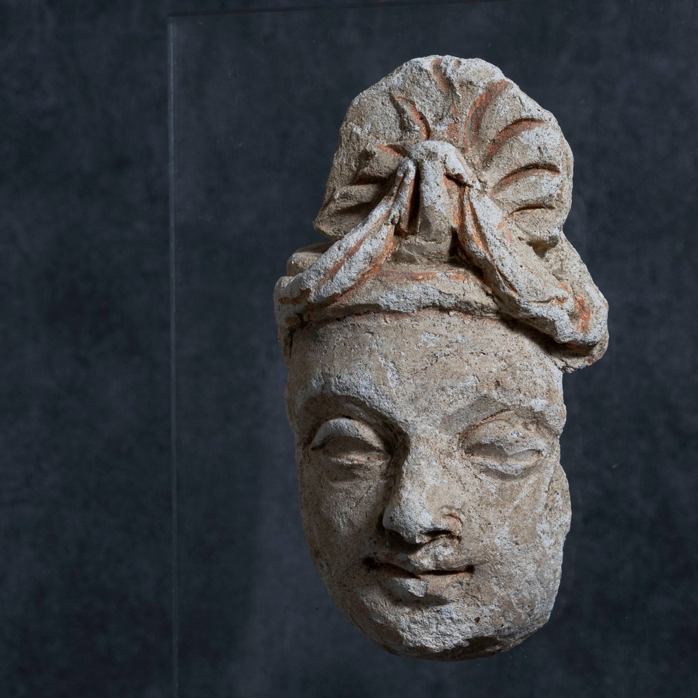 Gandhara Stucco Head of Bodhisattva - 3rd-5th Century AD - 16.5 cm #1.1