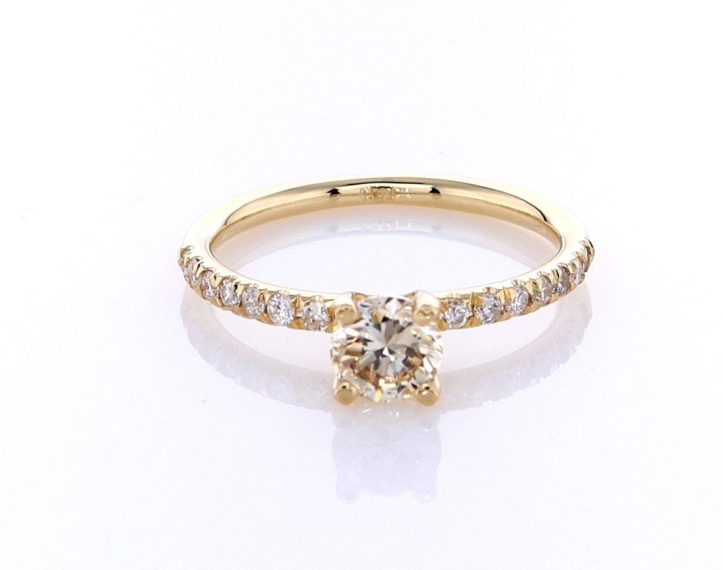 Ring - 14 karat Gull -  0.64ct. tw. Diamant  (Naturlig) - Diamant #1.1