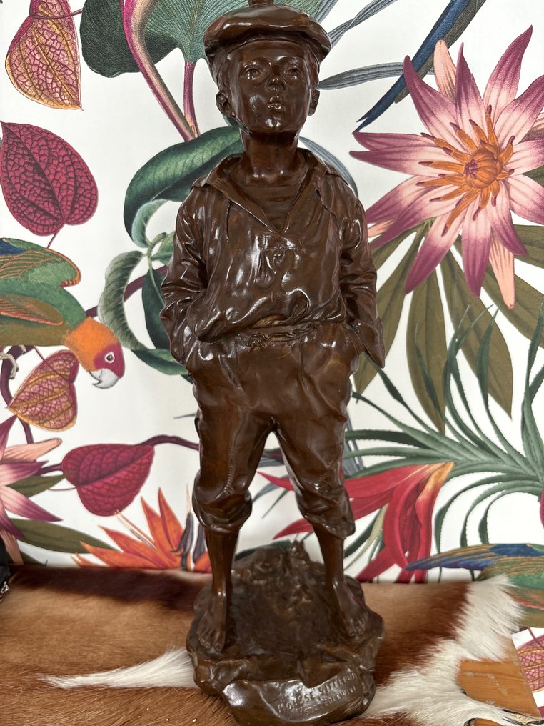 Victor Szczeblewski (1888-1965) - sculptuur, Mousse Siffleur - 54 cm - Gepatineerd brons #1.1
