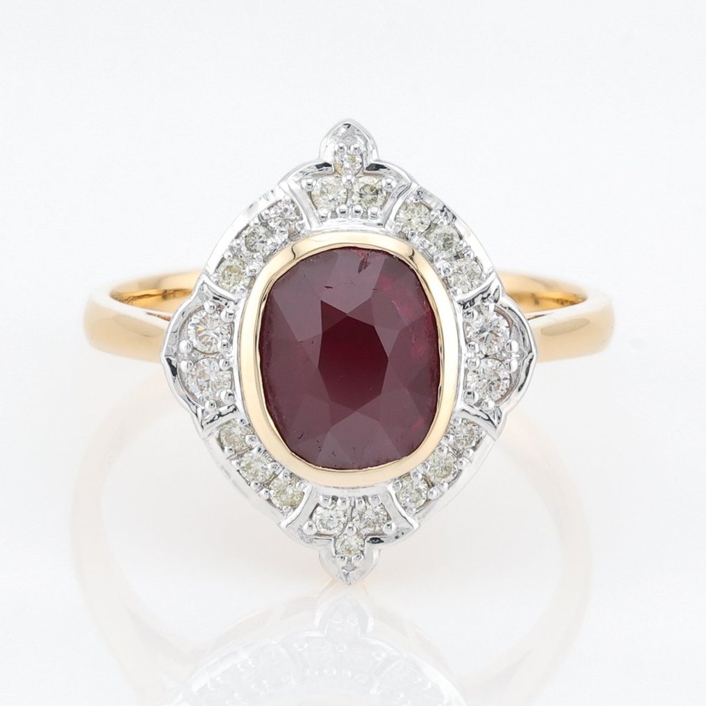 "ALGT" - (Ruby) 2.39 Ct, & Diamond Combo - 14 kt zweifarbig - Ring #1.1