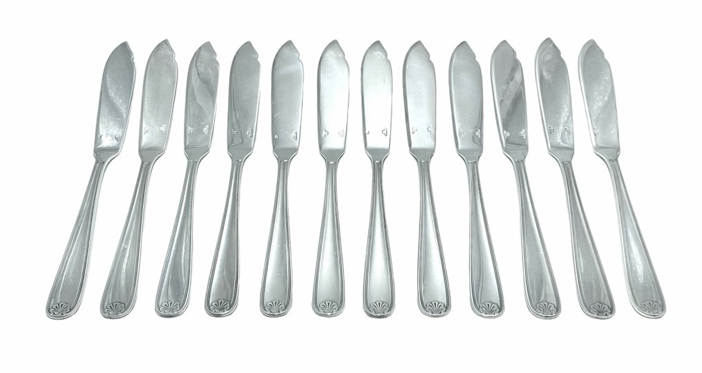 Christofle ' Berain / Vendome ' - 12件魚餐具套裝 (12) - 鍍銀 #2.1