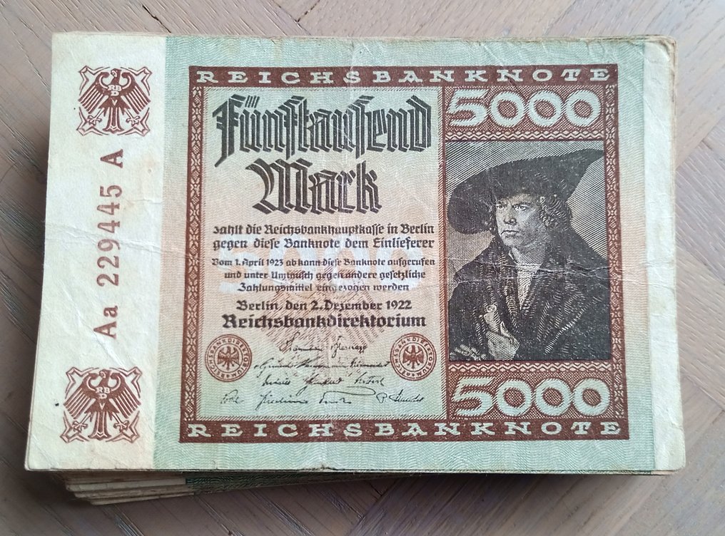 Alemanha. - 100 x 5.000 Mark 1922 - Ro. 080 - Pick 81  (Sem preço de reserva) #1.1