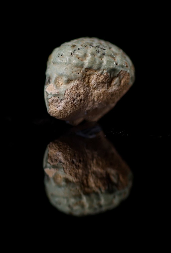 古埃及 男性頭像和貝斯神的彩陶護身符 - 1.1 cm #1.0