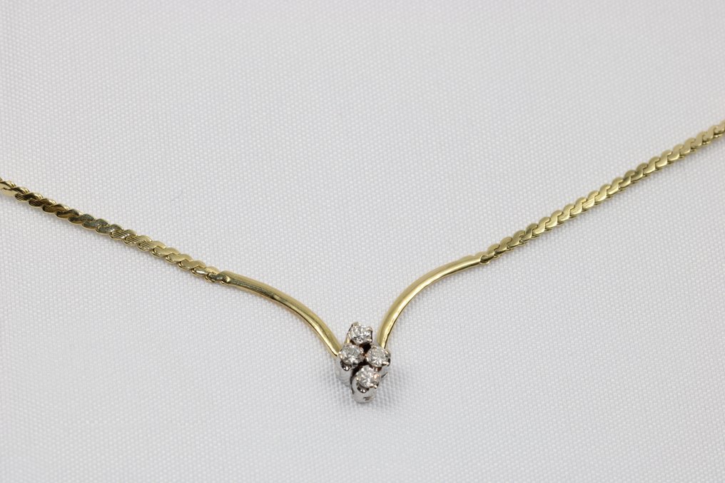 Halskette - 14 kt Gelbgold -  0.32ct. tw. Diamant  (Natürlich) #1.1