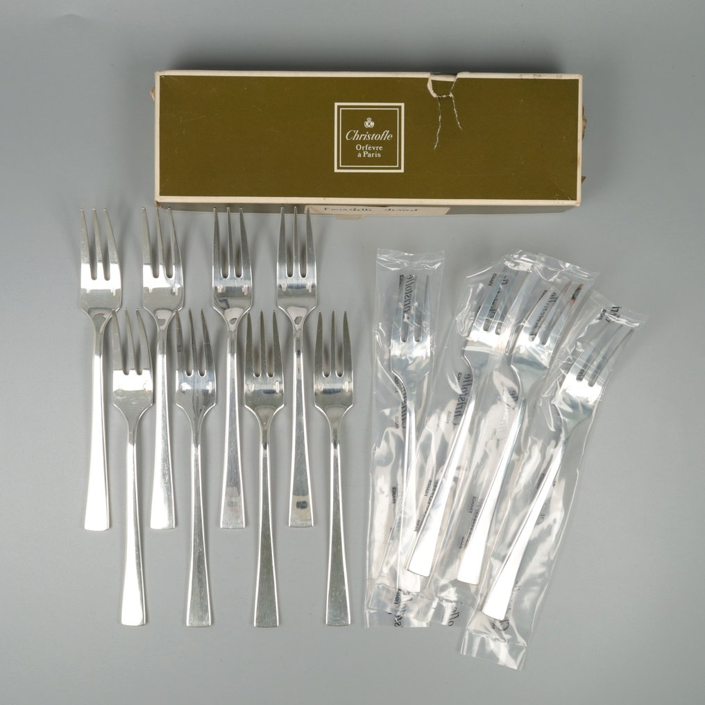 Christofle model: Concorde (J.P. Hamard) Visvorken - Cutlery set (12) - Silver-plated #1.1