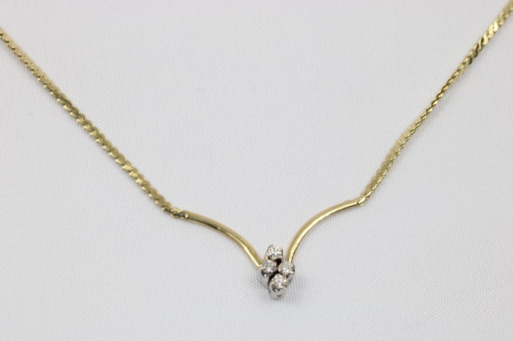 Halskette - 14 kt Gelbgold -  0.32ct. tw. Diamant  (Natürlich) #2.2