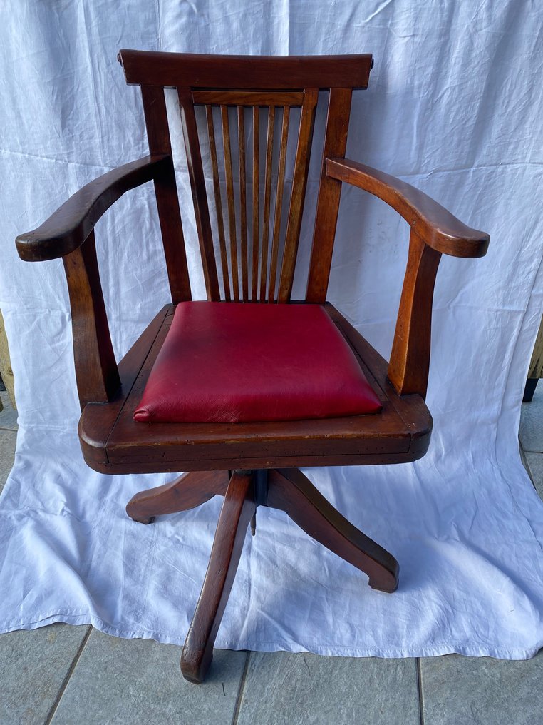 办公椅 - 图内西·杰罗拉莫 - 木, 铁（铸）, 铁（锻造）, 皮革 #1.1
