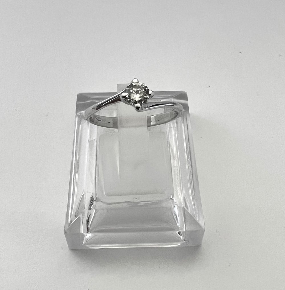 订婚戒指 - 18K包金 白金 -  0.35ct. tw. 钻石  (天然) #1.1