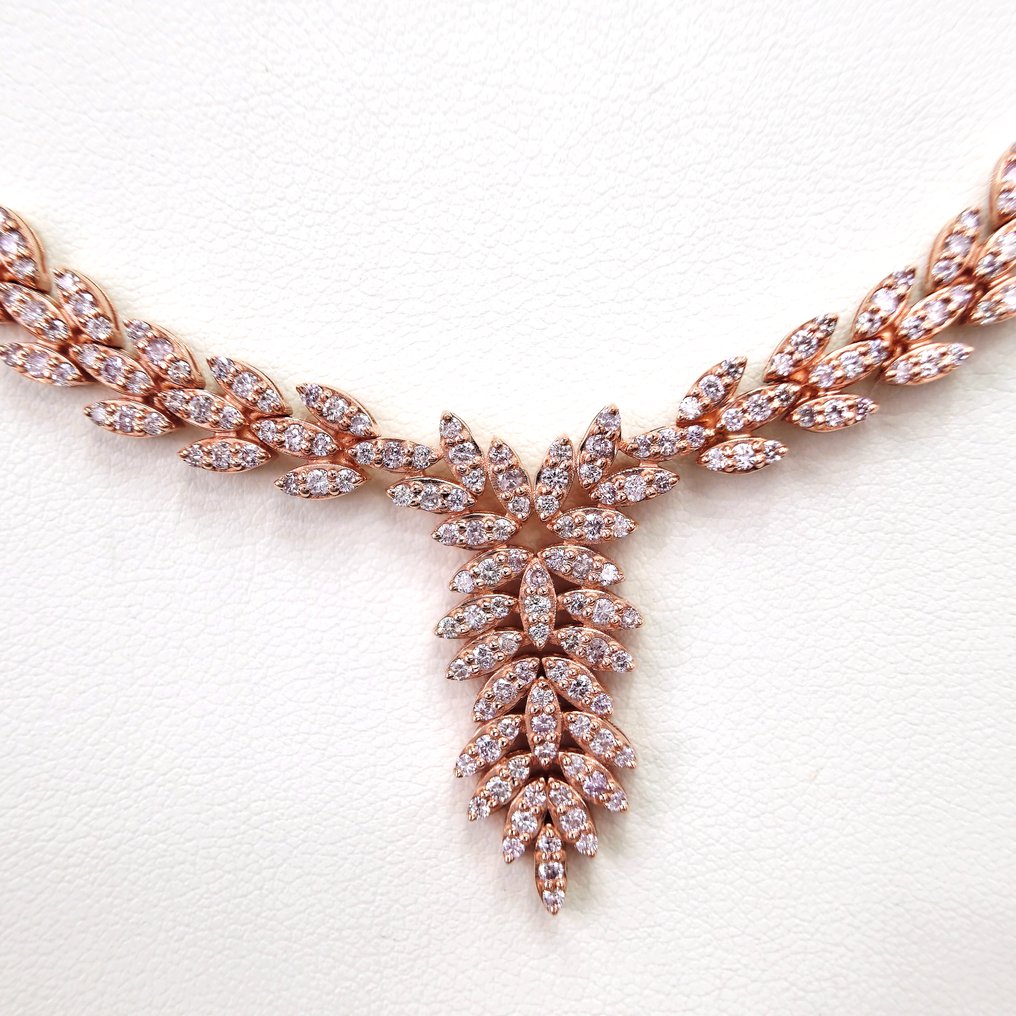 3.24 ct Light Pink Diamond Designer Necklace - 22.41 gr - Colier - 14 ct. Aur roz Diamant  (Natural) #1.1
