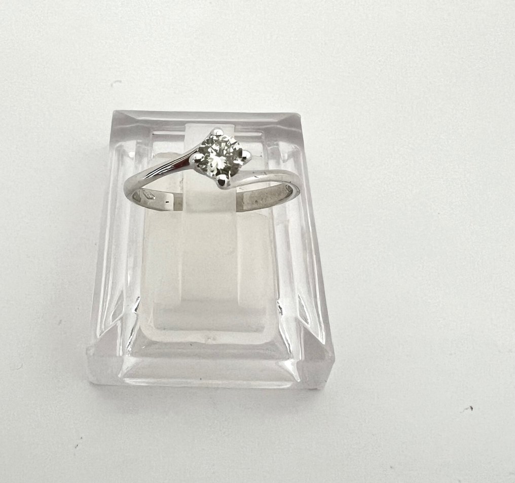 订婚戒指 - 18K包金 白金 -  0.35ct. tw. 钻石  (天然) #2.1