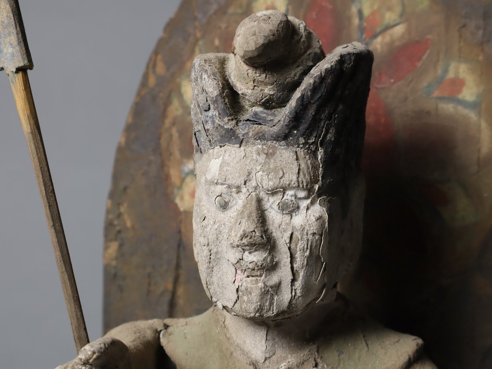 Indara Daisho 因達羅大将 Standing Statue - One of the Twelve Heavenly Generals - Escultura Madeira - Japão - Período Edo ou Meiji #2.1