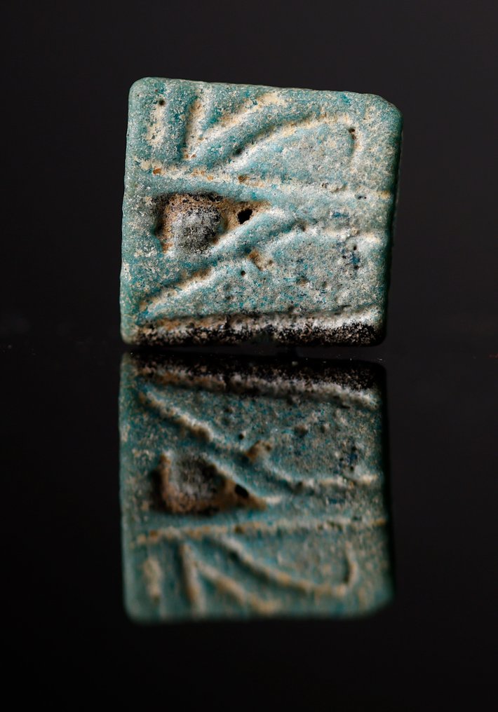 Antiguo Egipto Fayenza Goddess Bastet and Udjat amulets - 2 cm #2.1