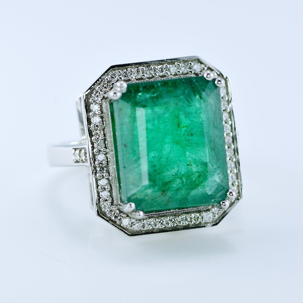 Ring Platin -  9.77 tw. Smaragd - Diamant #2.1