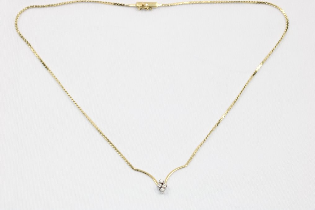 Halskette - 14 kt Gelbgold -  0.32ct. tw. Diamant  (Natürlich) #3.2