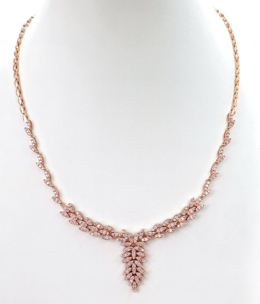 3.24 ct Light Pink Diamond Designer Necklace - 22.41 gr - Halsband - 14 kt Roséguld Diamant  (Natural) #1.2