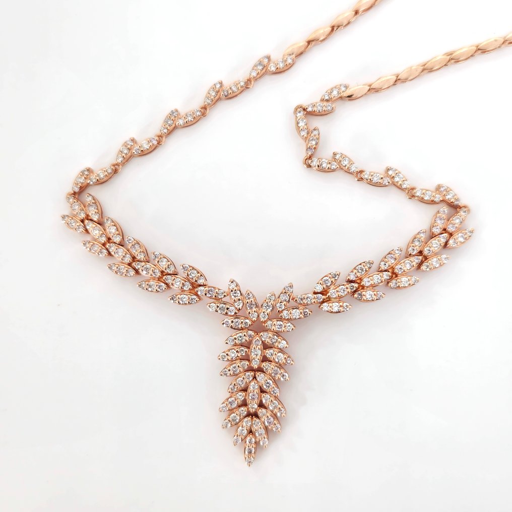 3.24 ct Light Pink Diamond Designer Necklace - 22.41 gr - Halsband - 14 kt Roséguld Diamant  (Natural) #2.1