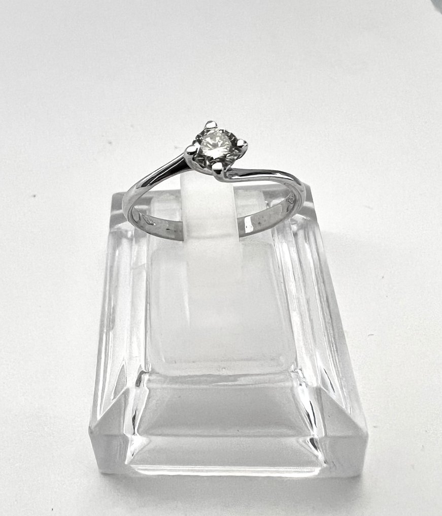 Anel de noivado - 18 K Ouro branco -  0.35 tw. Diamante  (Natural) #1.2