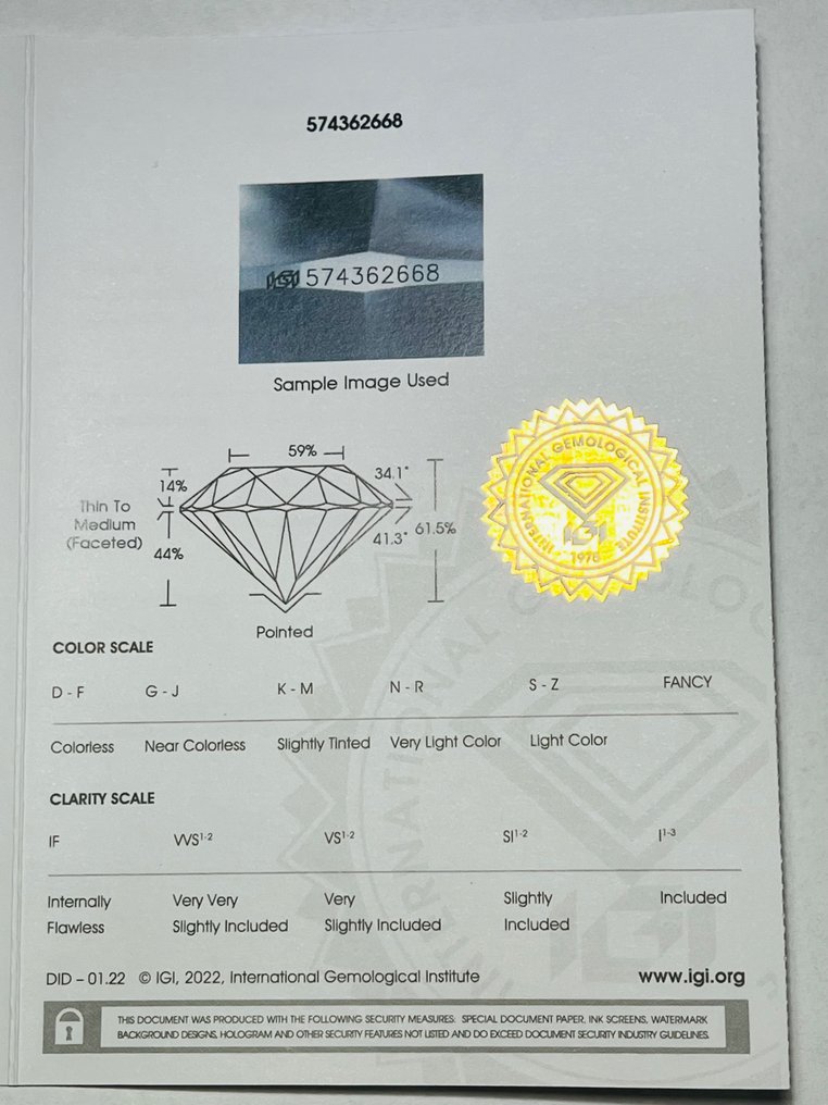 1 pcs Diamant - 0.31 ct - Brillant - D (incolore) - 3Ex Ideal Cut, IF (flawless) #2.2