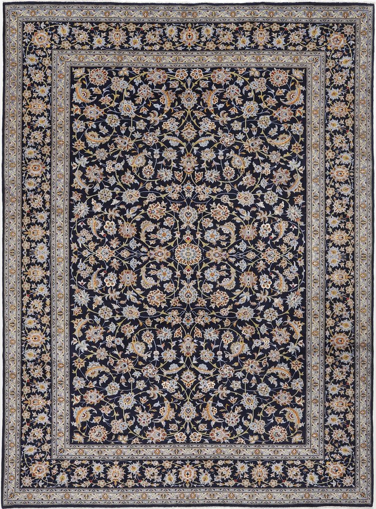Origineel Perzisch tapijt Keshan van kurk en zijdewol, zeer fijn geknoopt, in nieuwstaat - Vloerkleed - 380 cm - 282 cm #1.1