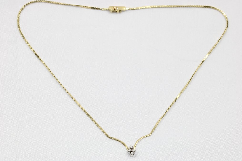 Halskette - 14 kt Gelbgold -  0.32ct. tw. Diamant  (Natürlich) #3.1