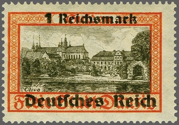Empire allemand 1939 - 1 Marque avec filigrane à l'envers - photo certificat Schlegel BPP SEULEMENT UNE POIGNÉE - Michel 728Yx #1.1