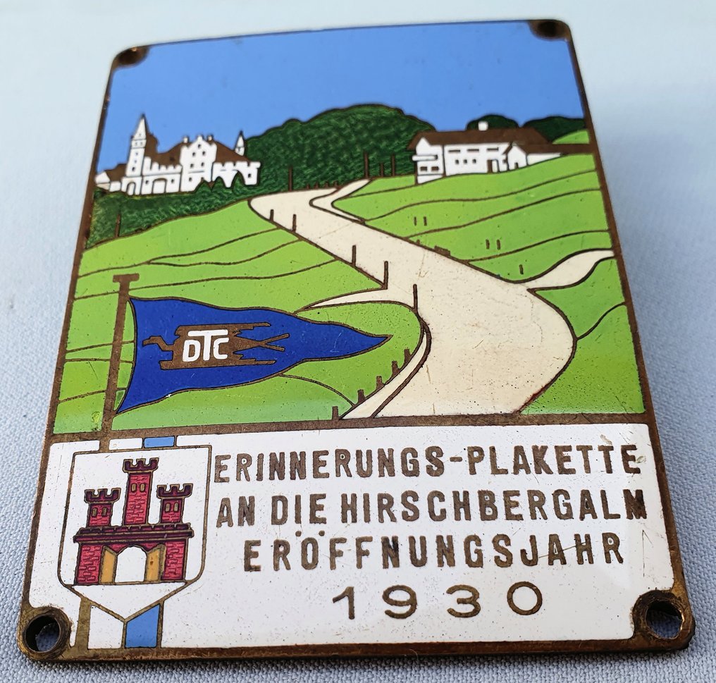 Märke - Grille Badge - Hirschbergalm 1930 - DTC Gedenkplaat - Tyskland - Tidigt 1900-tal (Första världskriget) #2.1