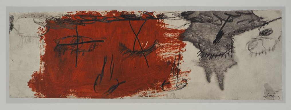 Antoni Tapies (1923-2012) - Portrait expressif en rouge #1.0