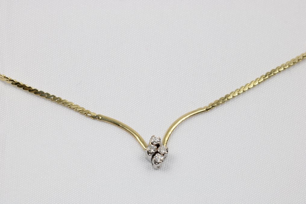 Halskette - 14 kt Gelbgold -  0.32ct. tw. Diamant  (Natürlich) #2.1