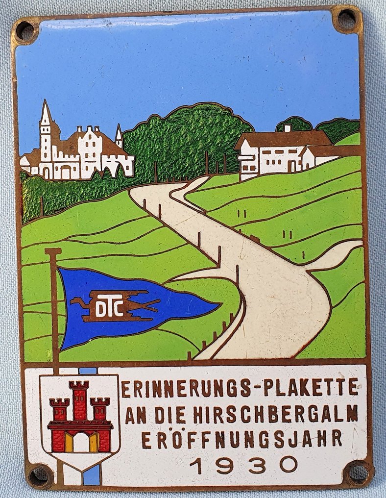 Badge - Grille Badge - Hirschbergalm 1930 - DTC Gedenkplaat - Tyskland - 20. - først i (2. verdenskrig) #1.1