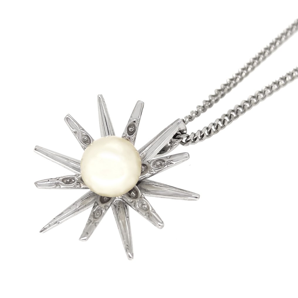 Necklace with pendant - 18 kt. White gold Pearl #2.1
