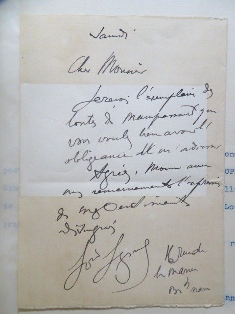 Guy de Maupassant / Louis Legrand et Marie-Thérèse de Maupassant [signé] - Cinq contes parisiens - 1905 #3.1