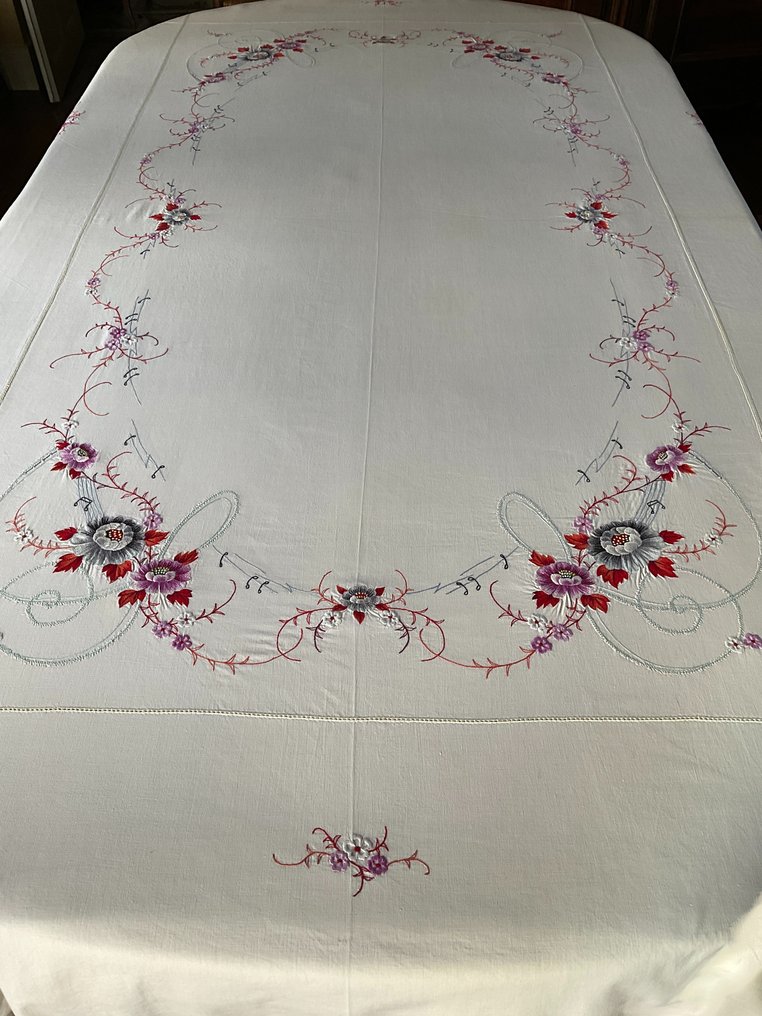 機繡桌布配 12 張餐巾 - 紡織品  - 2.4 m - 1.6 m #2.2