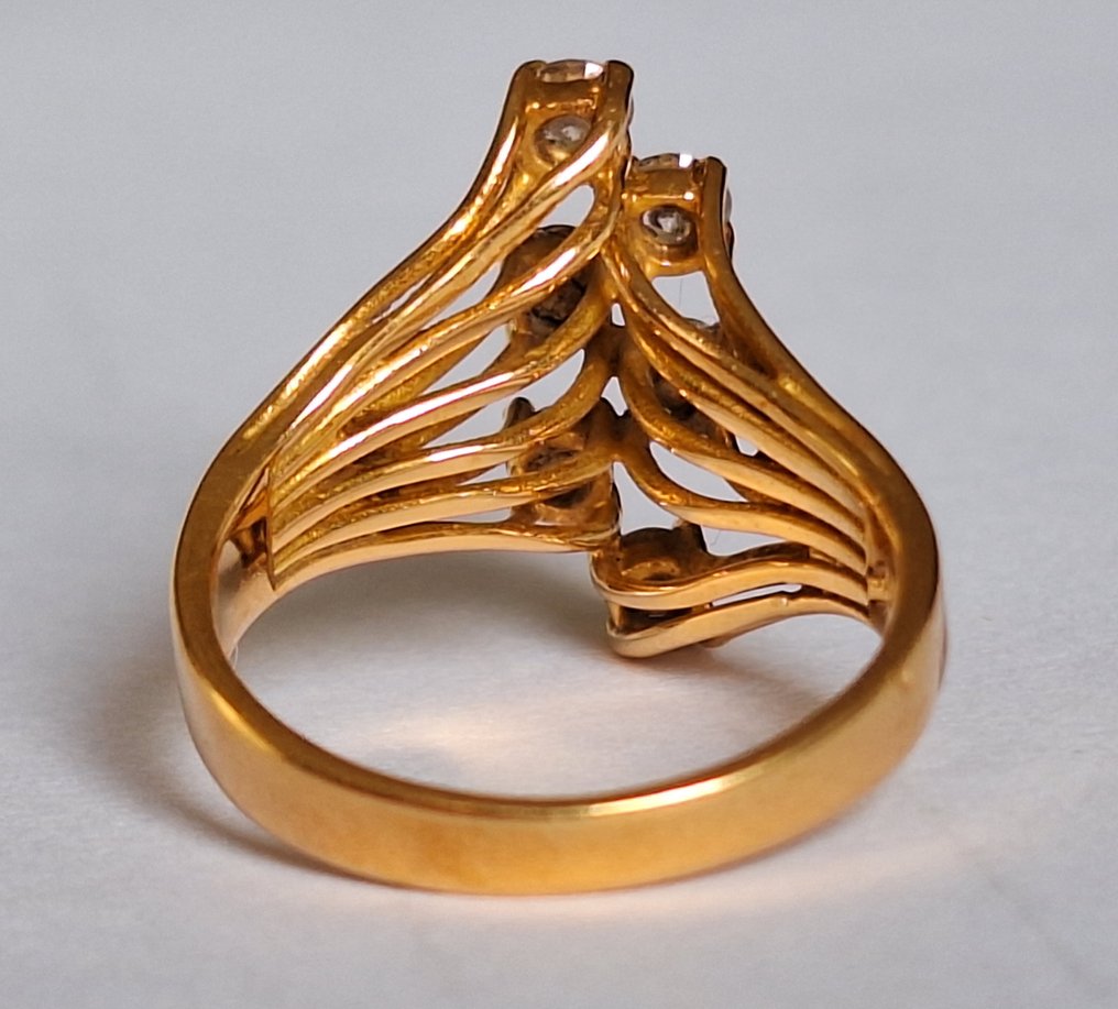 戒指 - 18K包金 黄金 -  0.30 tw. 钻石  (天然) #1.2