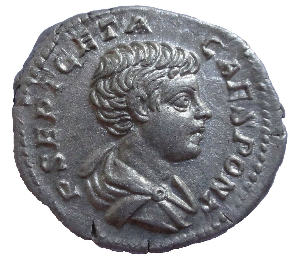 Roman Empire. Geta, as Caesar, 198-209 AR. Denarius #1.1