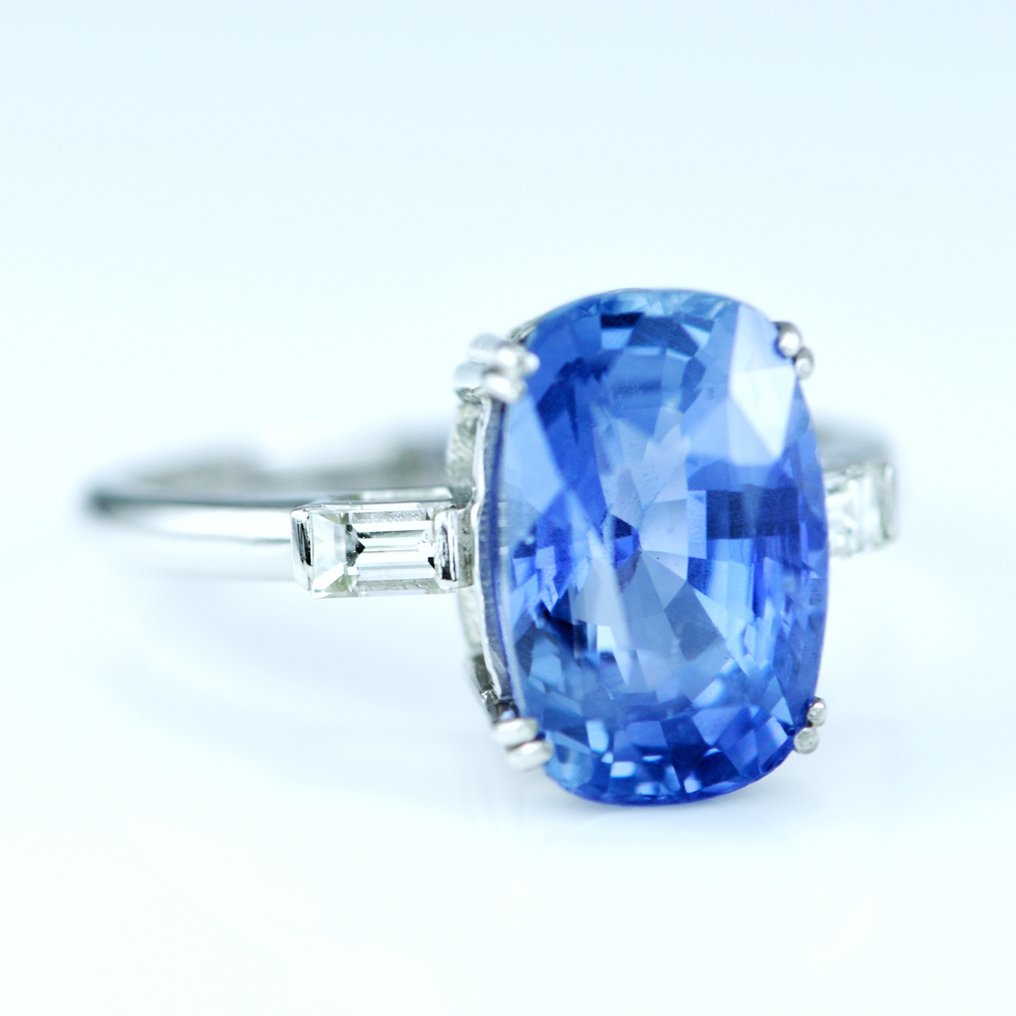Ring Platin -  6.28ct. tw. Saphir - Diamant - Kein Heatsaphir Sri Lanka #2.1