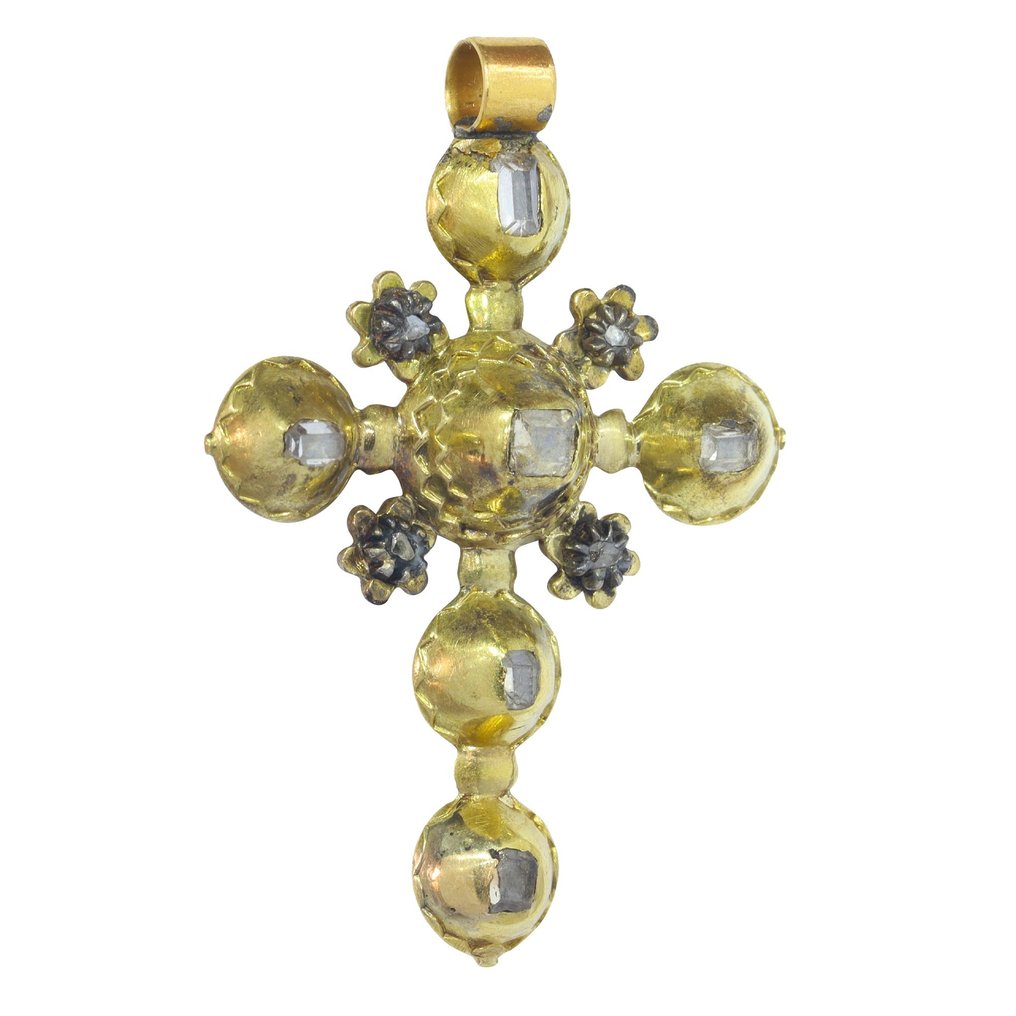 Georgian anno 1700, Cross - Pendant - 18 kt. Yellow gold Diamond - Catawiki