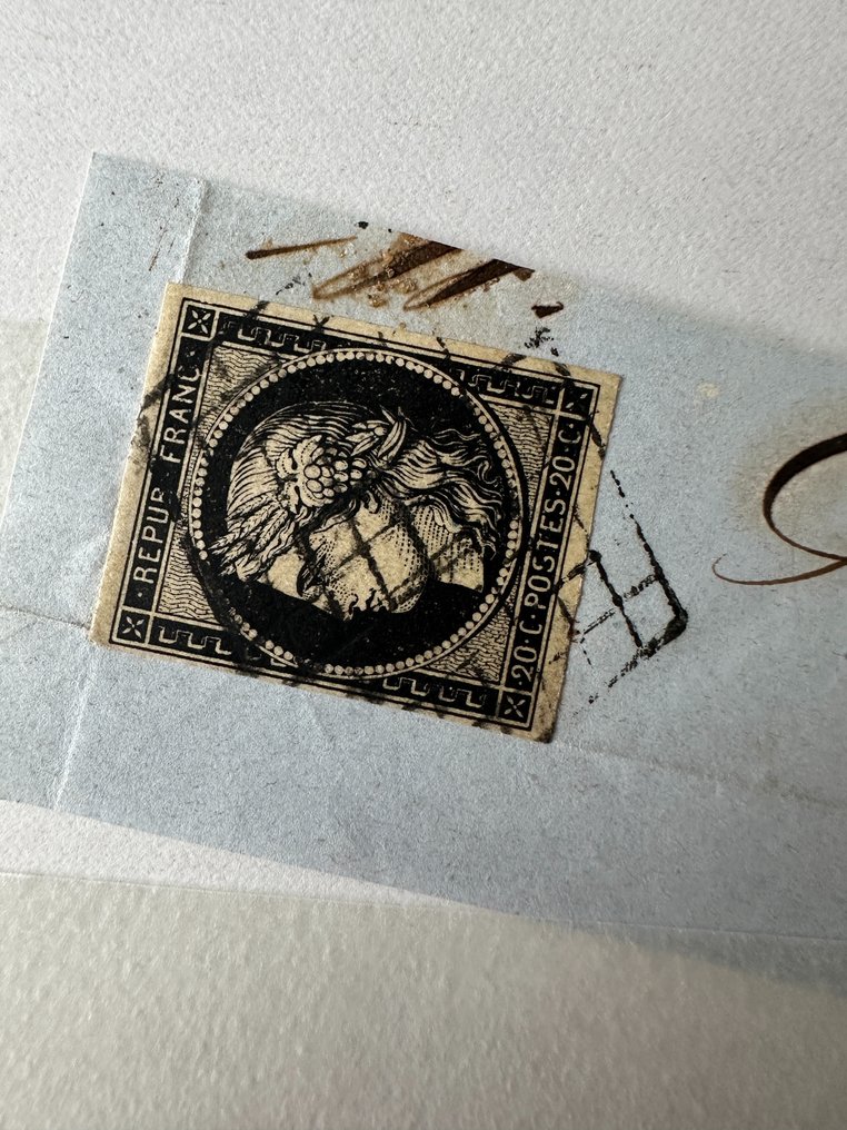 法國  - Y&T 研究 3-4「Cérès 20c/25c」dt 色調，碎片上的郵票（26 件） #3.1