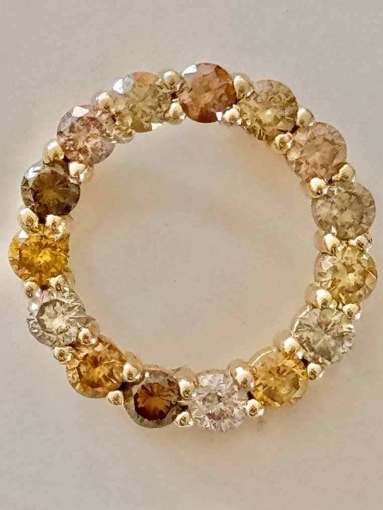 Pandantiv - 14 ct. Aur galben -  1.13ct. tw. Diamant  (Natural) #1.1