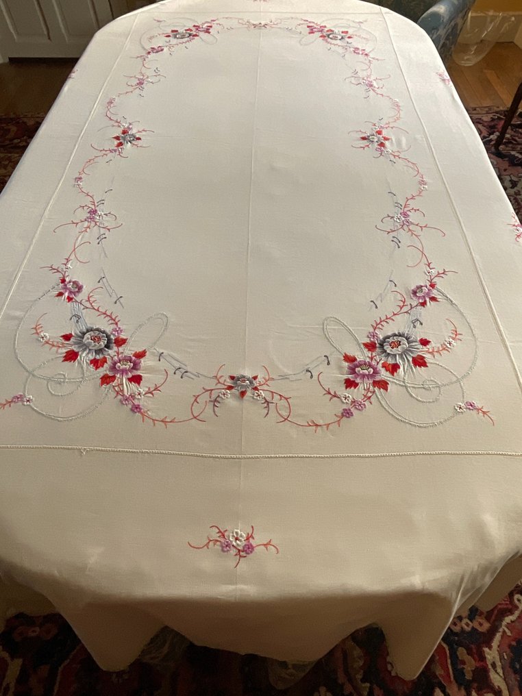 機繡桌布配 12 張餐巾 - 紡織品  - 2.4 m - 1.6 m #3.2