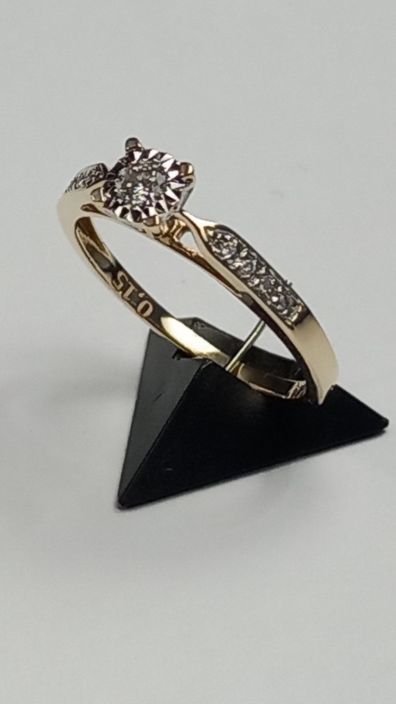 Δαχτυλίδι - 14 καράτια Κίτρινο χρυσό -  0.15 tw. Διαμάντι  #1.1