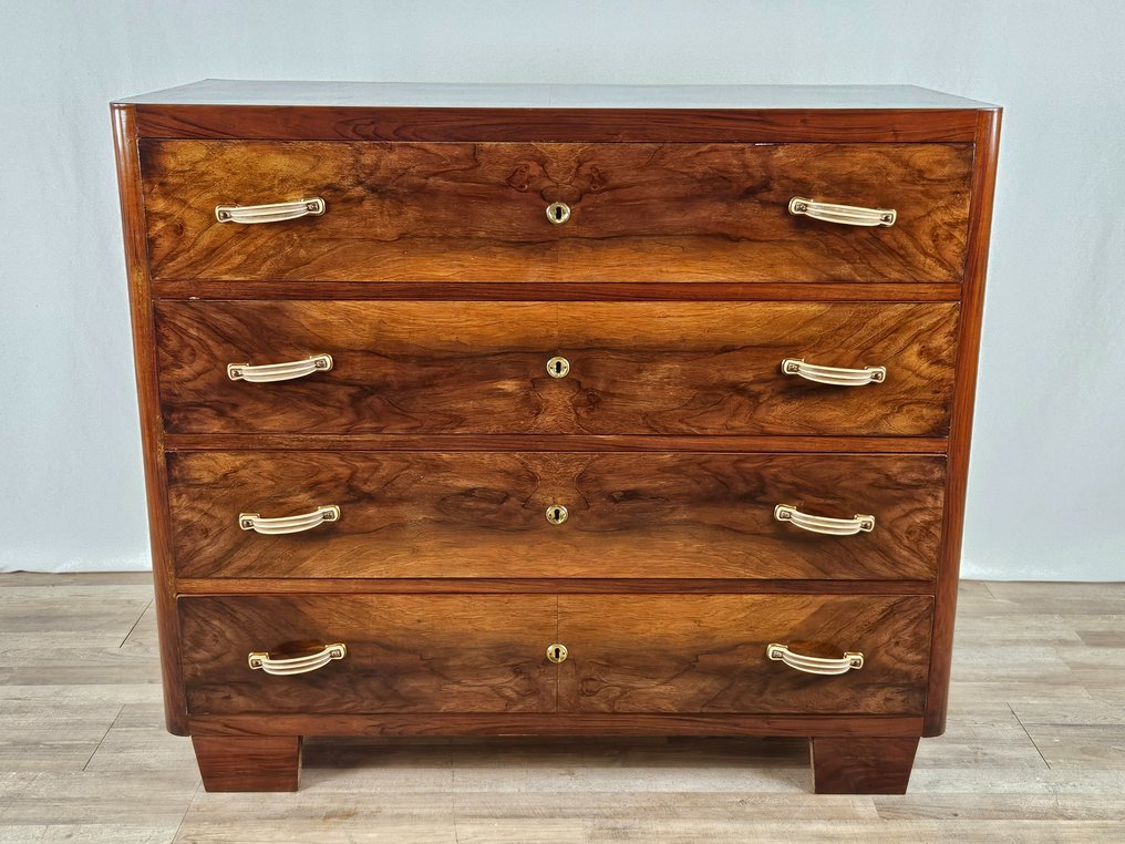 Commode - Art Deco chest of drawers in walnut - Burr walnut #1.1
