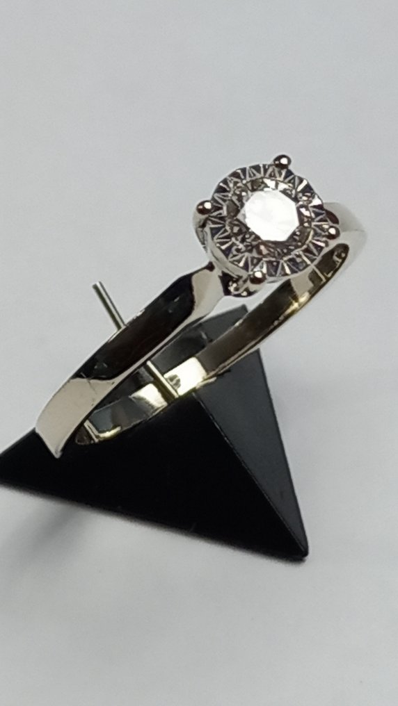 戒指 - 14K包金 白金 -  0.25 tw. 钻石  (天然) #1.1
