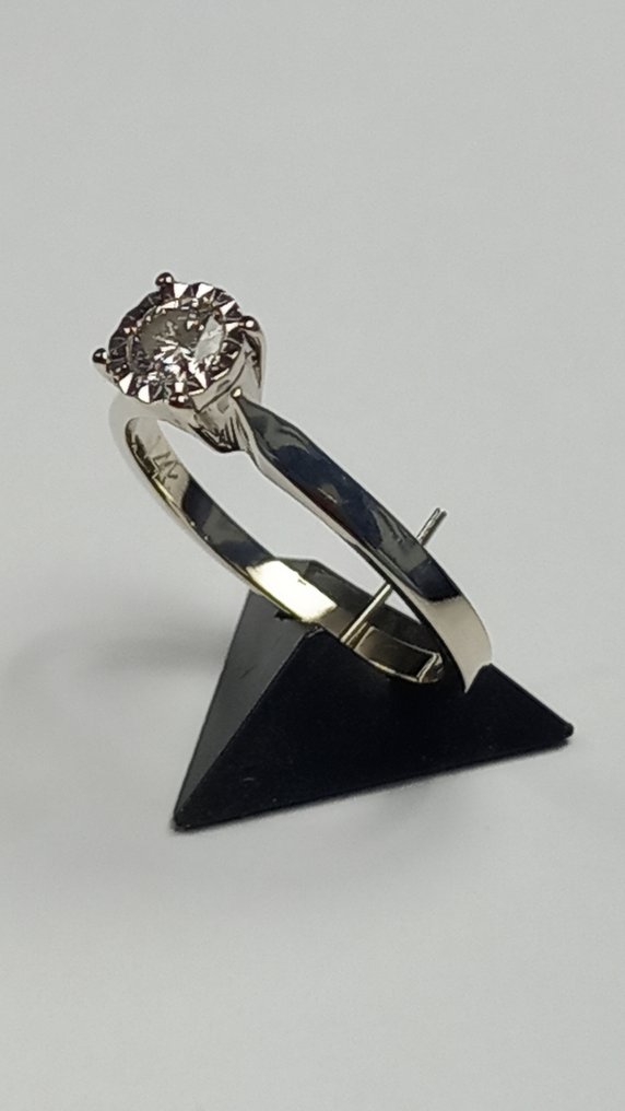 戒指 - 14K包金 白金 -  0.25 tw. 钻石  (天然) #2.1