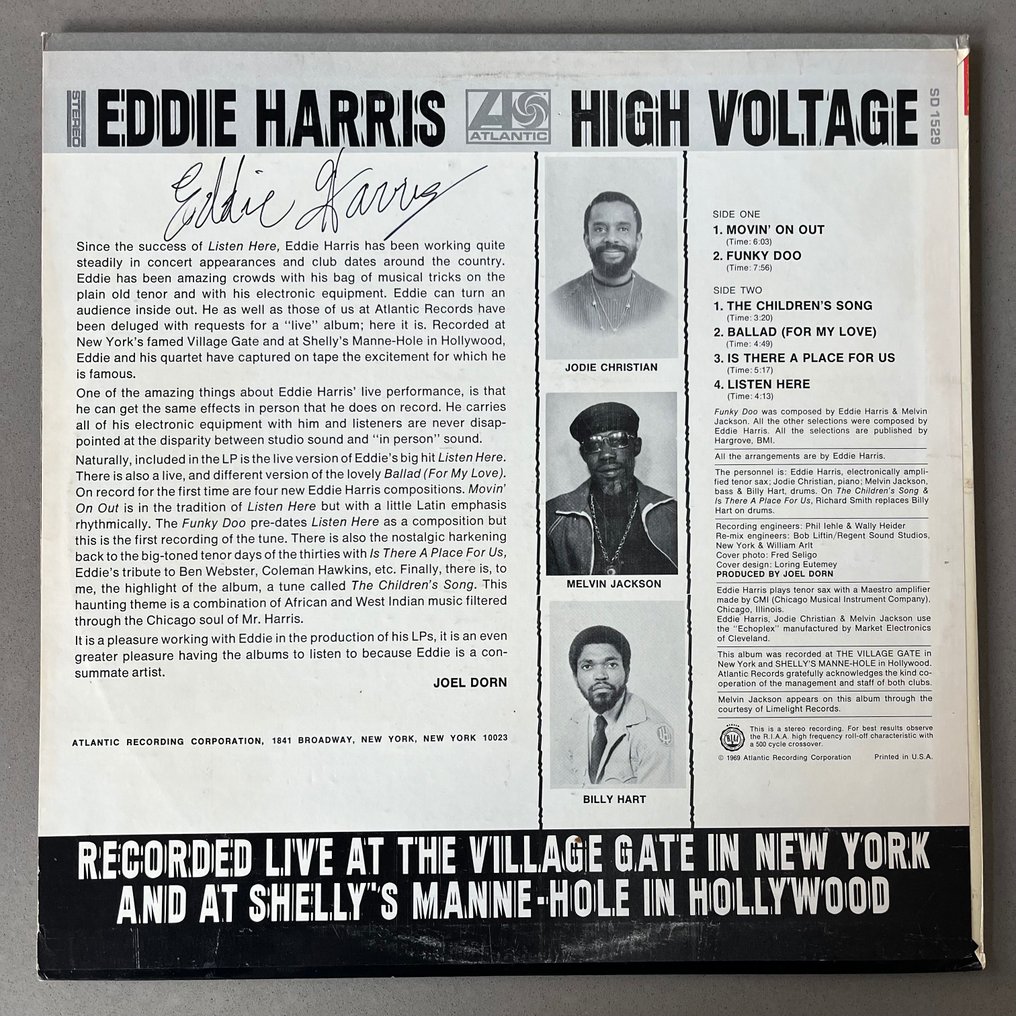 Eddie Harris - High Voltage (Signed U.S. presswell pressing) - Single Vinyl Record - 1969 #1.2