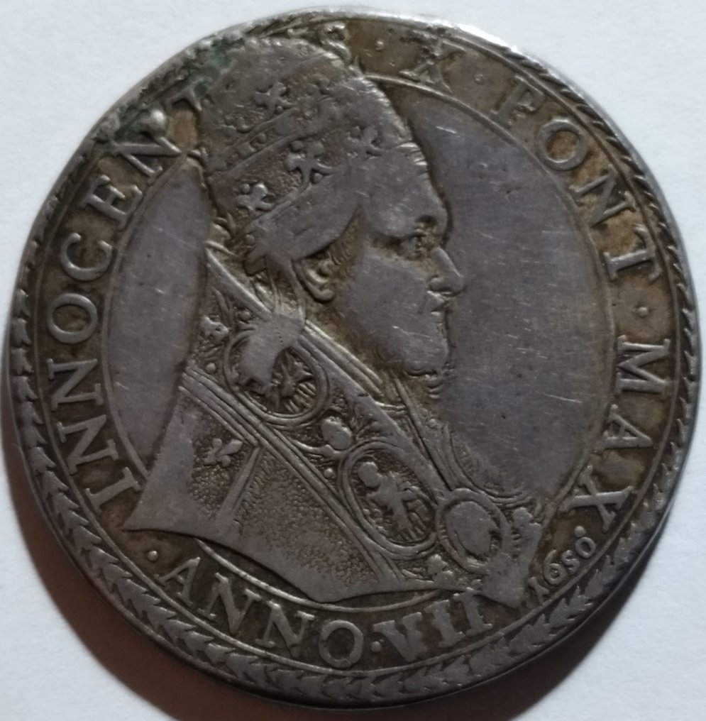 Italië, Pauselijke Staat. Innocenzo X (1644-1655). Piastra 1650 Anno VII "Jubilee - Holy Year" #2.1