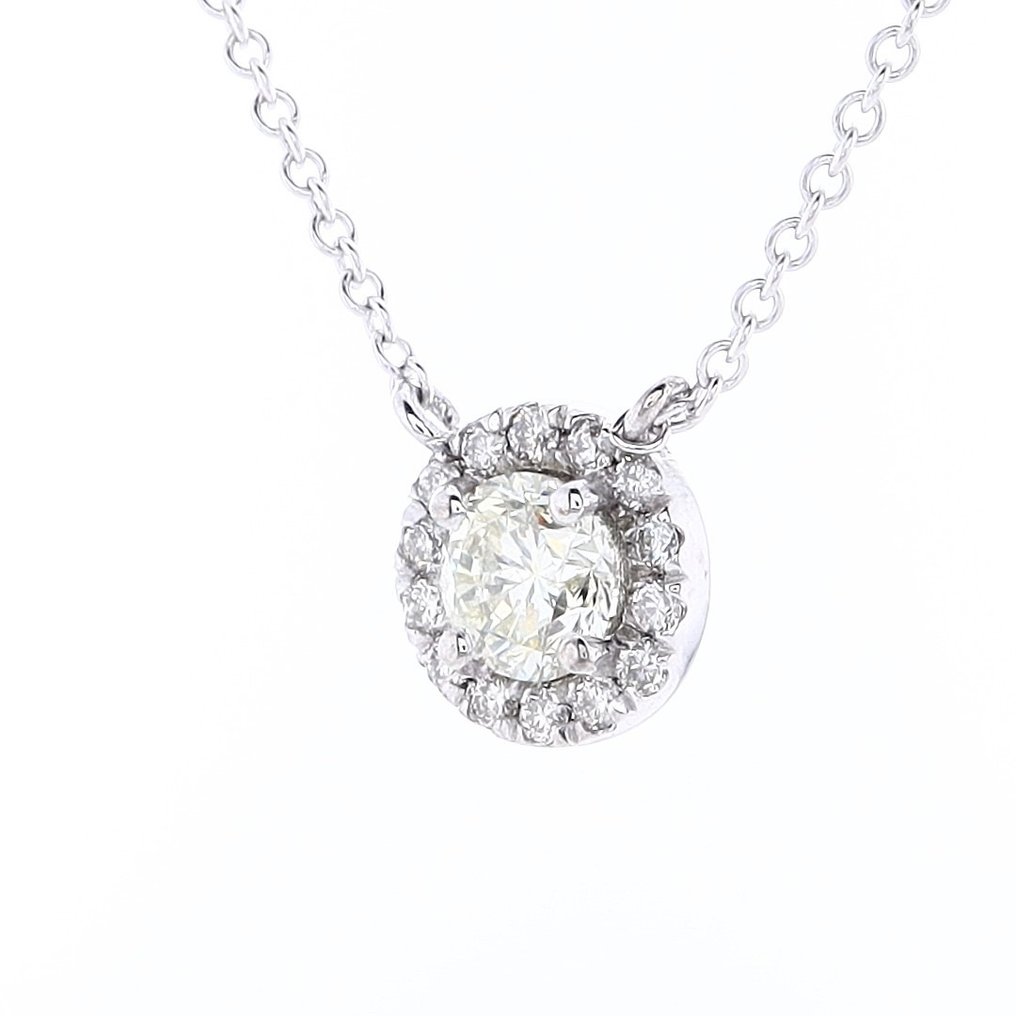 Colier cu pandantiv - 14 ct. Aur alb -  0.64ct. tw. Diamant  (Natural) - Diamant #2.1