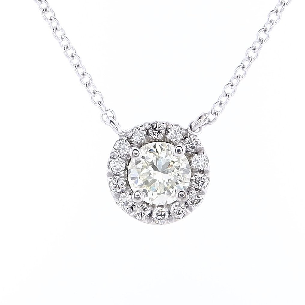 Necklace with pendant - 14 kt. White gold -  0.64ct. tw. Diamond  (Natural) - Diamond #1.1